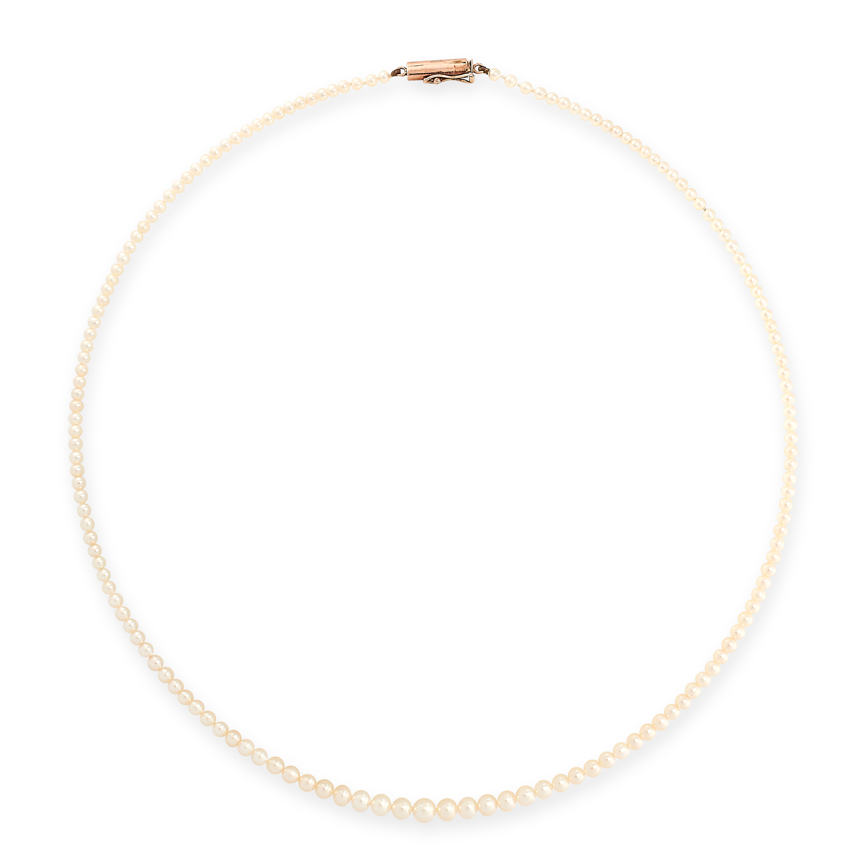 ANTIQUE NATURAL PEARL NECKLACE in yellow gold, comprising a single row of one hundred and fifty-four