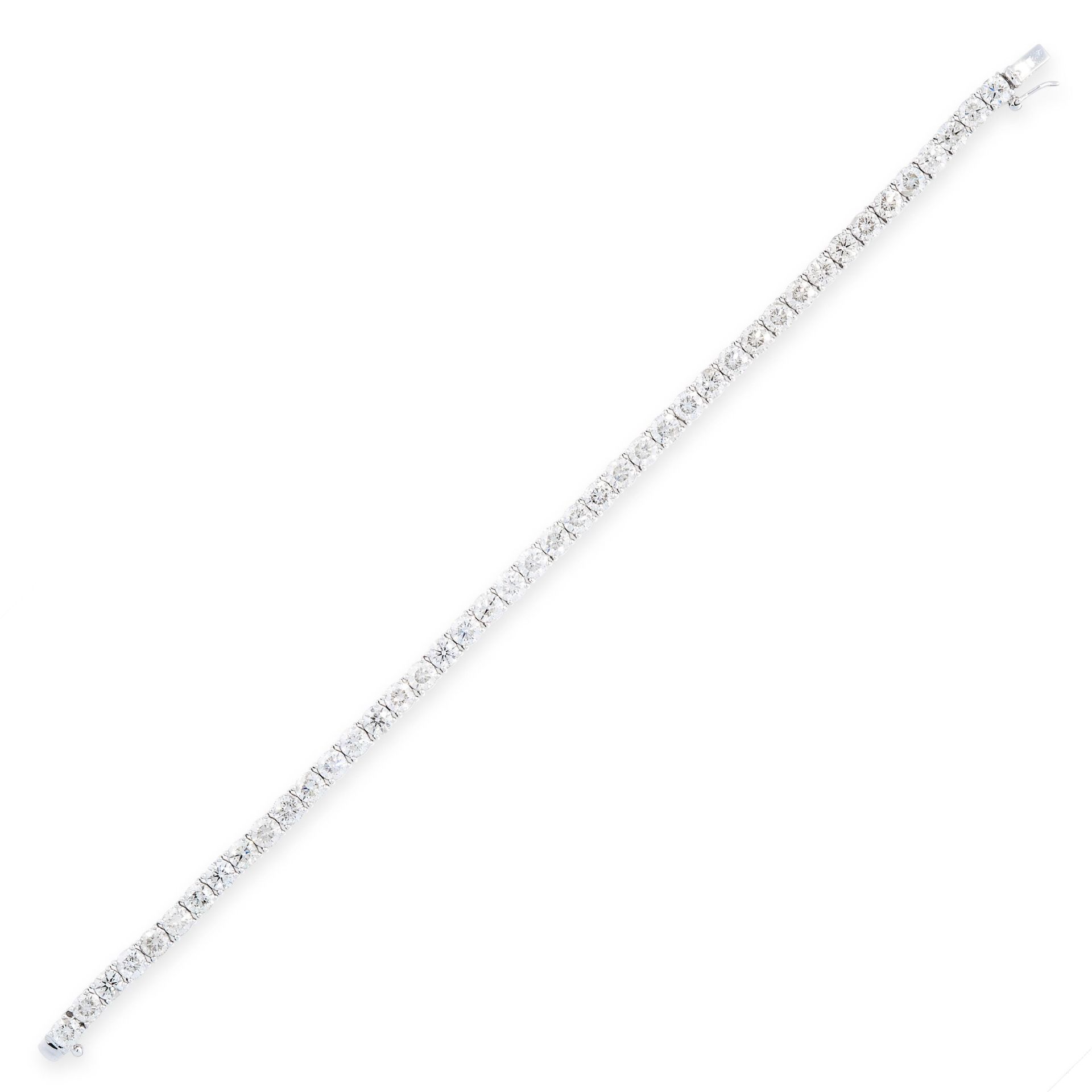 10.41 CARAT DIAMOND LINE BRACELET comprising a single row of claw set, circular cut diamonds