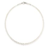 NATURAL PEARL NECKLACE designed as a single row of graduated natural pearls measuring