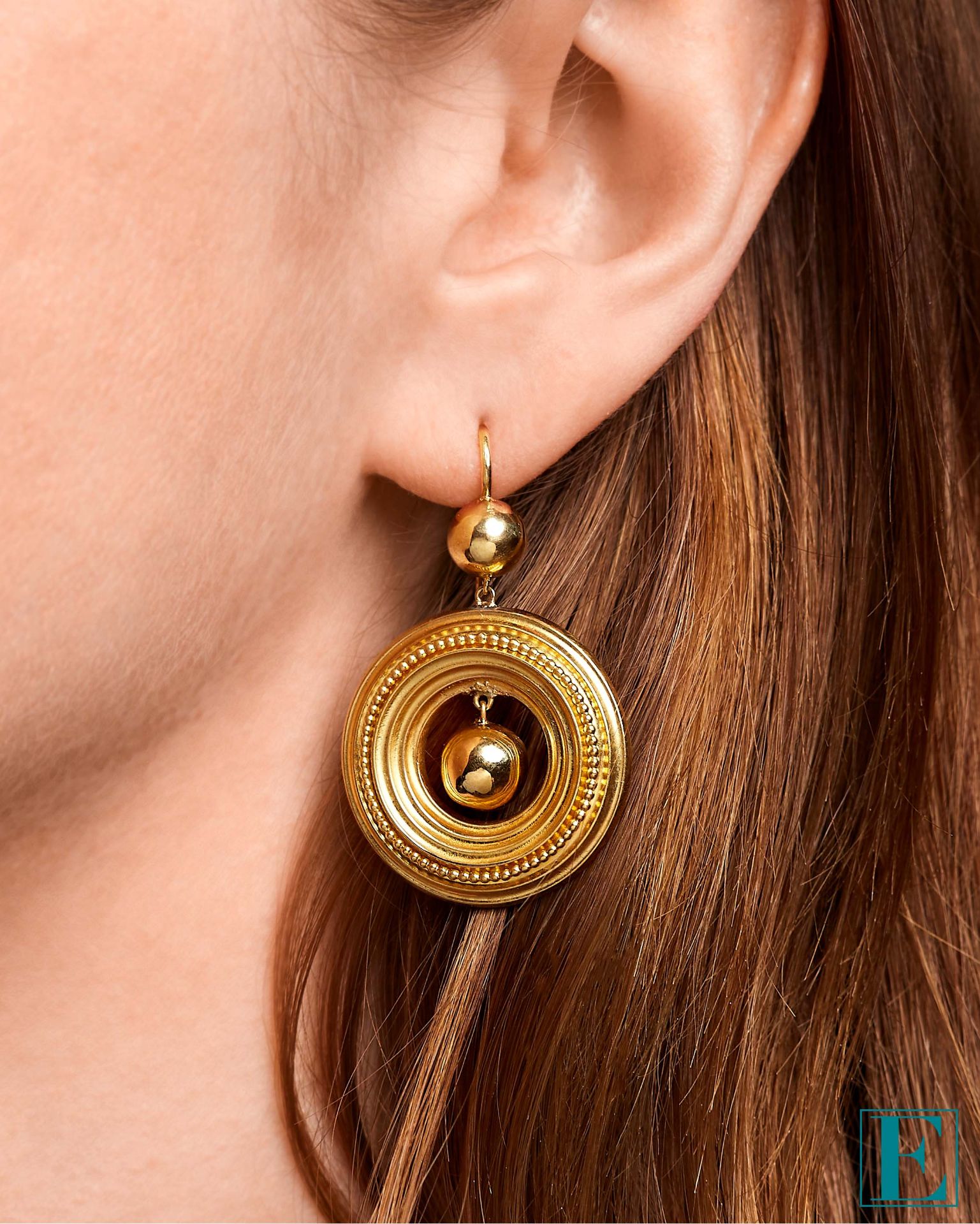 PAIR OF ANTIQUE EARRINGS, 19TH CENTURY mounted in yellow gold, in the revivalist manner, each formed - Image 2 of 2