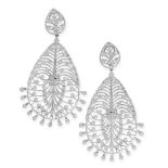 PAIR OF DIAMOND EARRINGS the articulated body of each formed of graduated openwork leaf motifs,