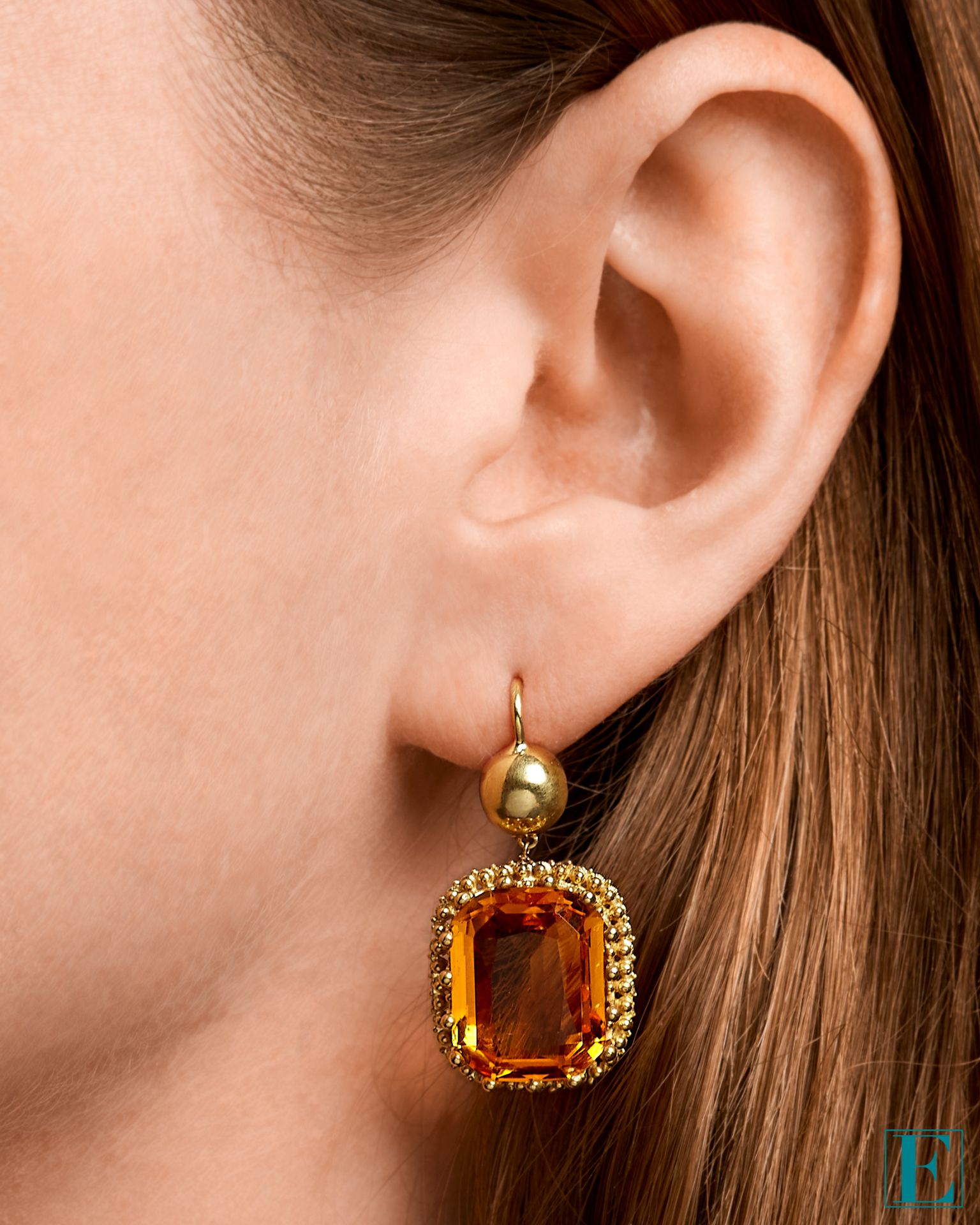 ANTIQUE CITRINE EARRINGS, 19TH CENTURY mounted in yellow gold, each set with a cushion shaped - Image 2 of 2