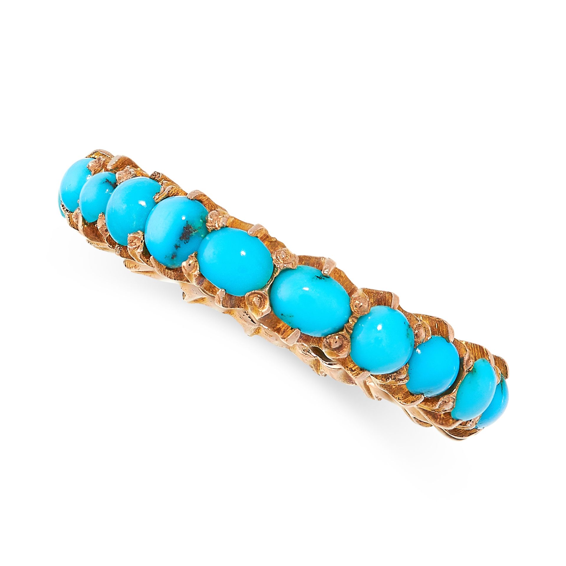 TURQUOISE ETERNITY RING the band designed as a full eternity, claw set all around with a single - Image 2 of 2