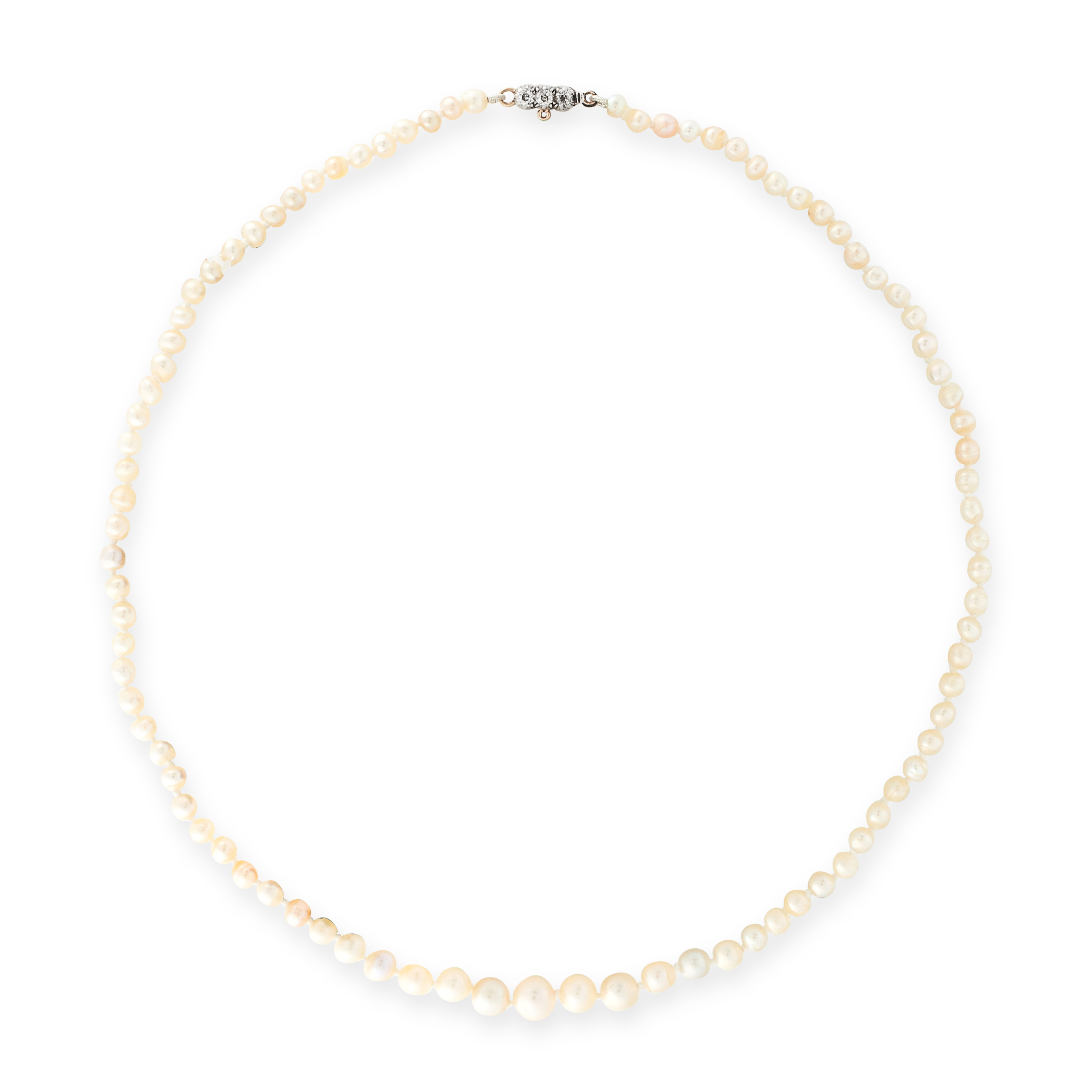 ANTIQUE NATURAL PEARL, CULTURED PEARL AND DIAMOND NECKLACE, EARLY 20TH CENTURY designed as a