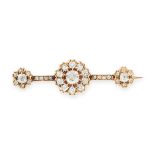 ANTIQUE DIAMOND BROOCH, 19TH CENTURY mounted in yellow gold, designed as a bar set with old cut
