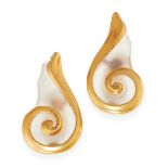 PAIR OF ROCK CRYSTAL EAR CLIPS, ILIAS LALAOUNIS each designed as a stylised wing, composed of
