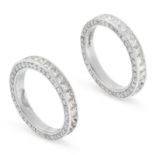 PAIR OF DIAMOND ETERNITY RINGS each of full eternity design, channel-set with princess-cut diamonds,