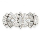 ART DECO DIAMOND BROOCH, 1930S in platinum, of abstract geometric design, set with circular-,