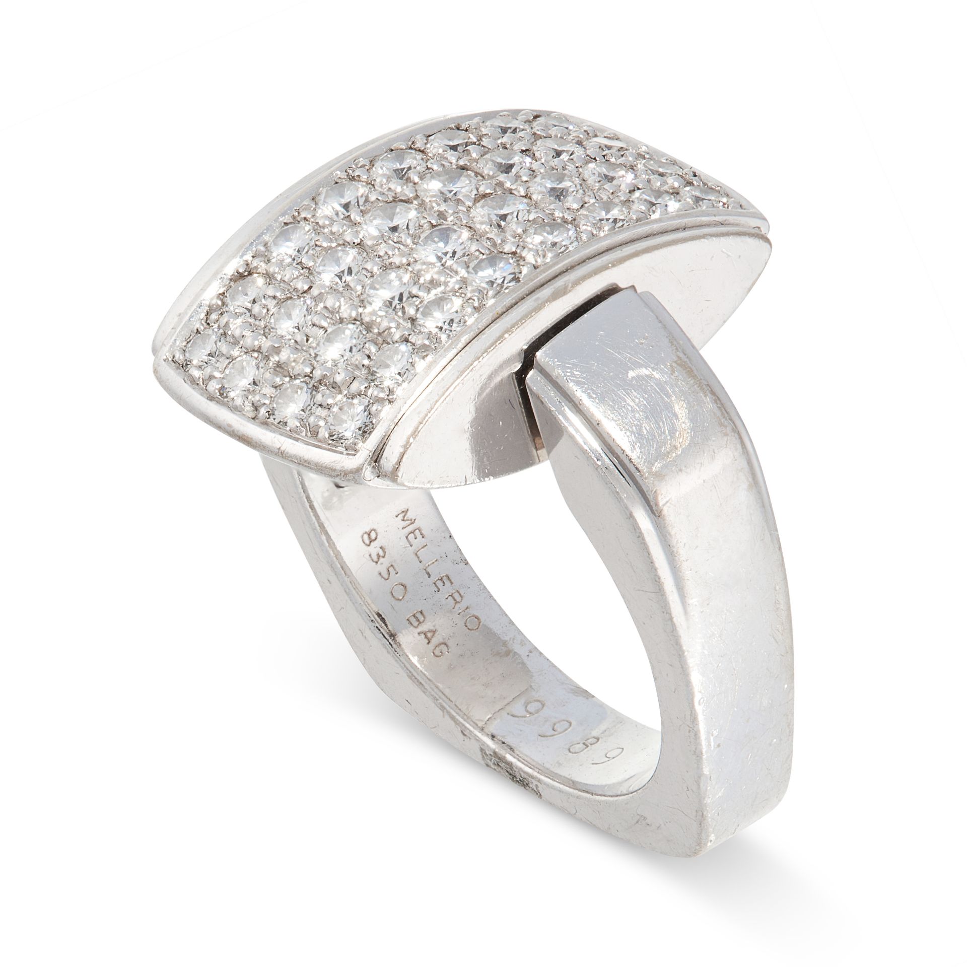 REVERSIBLE DIAMOND RING, MELLERIO in 18ct white gold, the front set with a reversible panel, one - Image 2 of 2