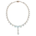 AQUAMARINE RIVIERE NECKLACE mounted in 18ct gold, formed of a row of thirty-one graduated oval cut