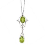 BELLE EPOQUE PERIDOT AND DIAMOND PENDANT NECKLACE, BLACK, STARR & FROST, EARLY 20TH CENTURY in