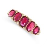 RUBY AND DIAMOND FIVE STONE RING, CIRCA 1970 comprising of five oval cut rubies totalling 2.00