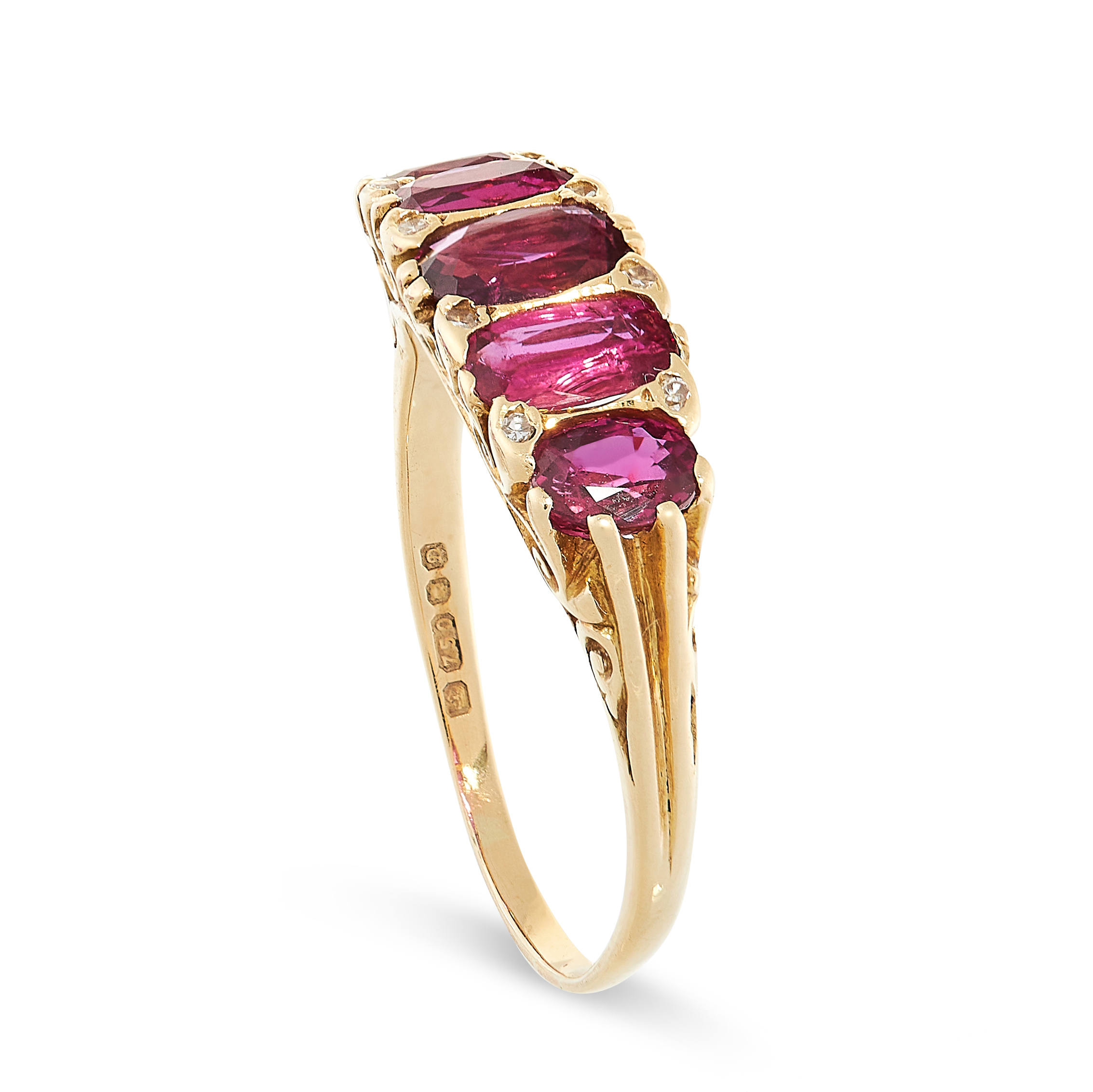 RUBY AND DIAMOND FIVE STONE RING, CIRCA 1970 comprising of five oval cut rubies totalling 2.00 - Image 2 of 2