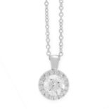 DIAMOND PENDANT AND CHAIN in 18ct white gold, comprising of a central round cut diamond of 0.87