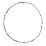 PEARL AND DIAMOND NECKLACE designed as a single row of grey pearls measuring approximately 4.5-4.