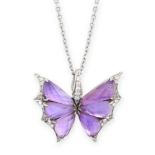 AMETHYST AND DIAMOND FLY BY NIGHT PENDANT AND CHAIN, STEPHEN WEBSTER mounted in 18ct white gold, the