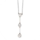 DIAMOND PENDANT NECKLACE, EARLY 20TH CENTURY formed of a trio of old circular cut diamonds of 0.