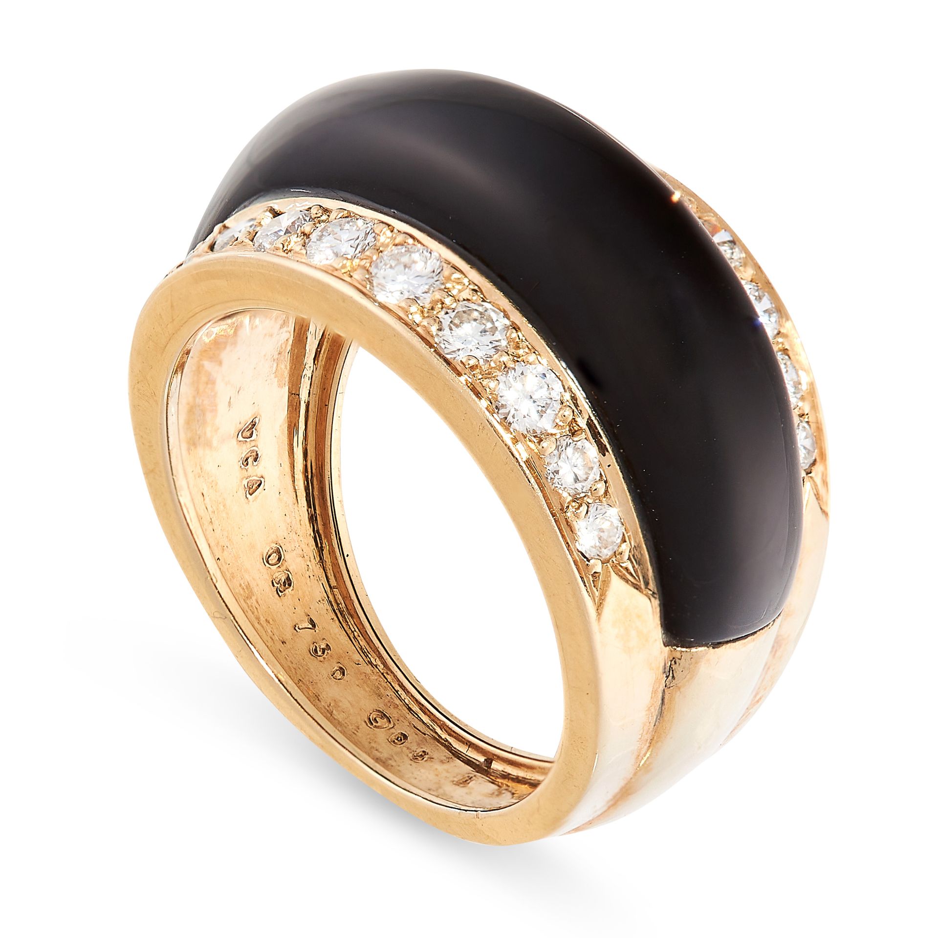 VINTAGE ONYX AND DIAMOND RING, VAN CLEEF & ARPELS in 18ct yellow gold, formed of a central piece - Image 2 of 2