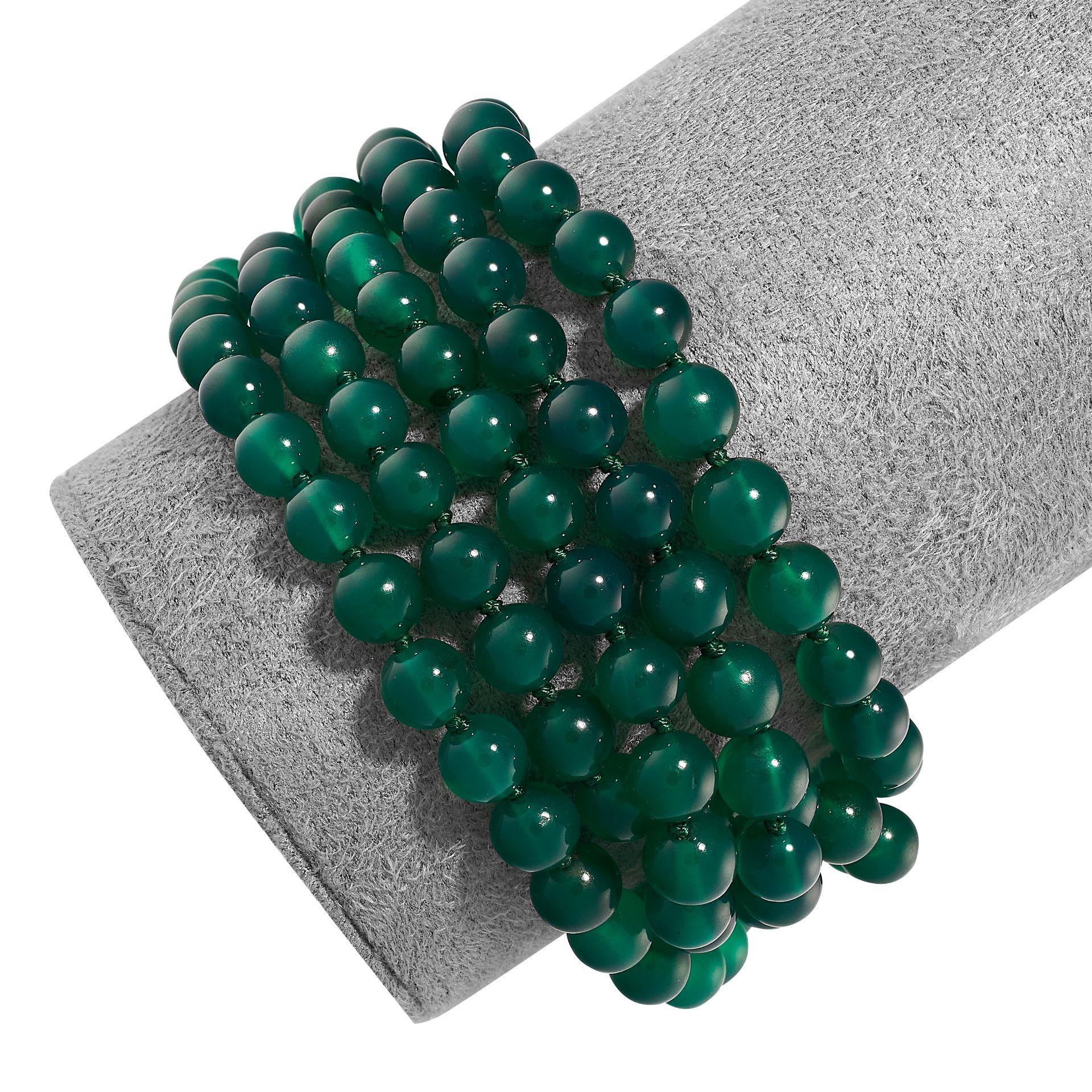 CHRYSOPRASE AND DIAMOND BRACELET comprising of five rows of polished chrysoprase beads ranging - Image 3 of 3