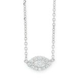 A DIAMOND NECKLACE in 18ct white gold, comprising of a marquise cut diamond of 0.33 carats in a