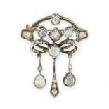 ANTIQUE DIAMOND BROOCH, CIRCA 1900 mounted in yellow gold and silver, of openwork design, set with