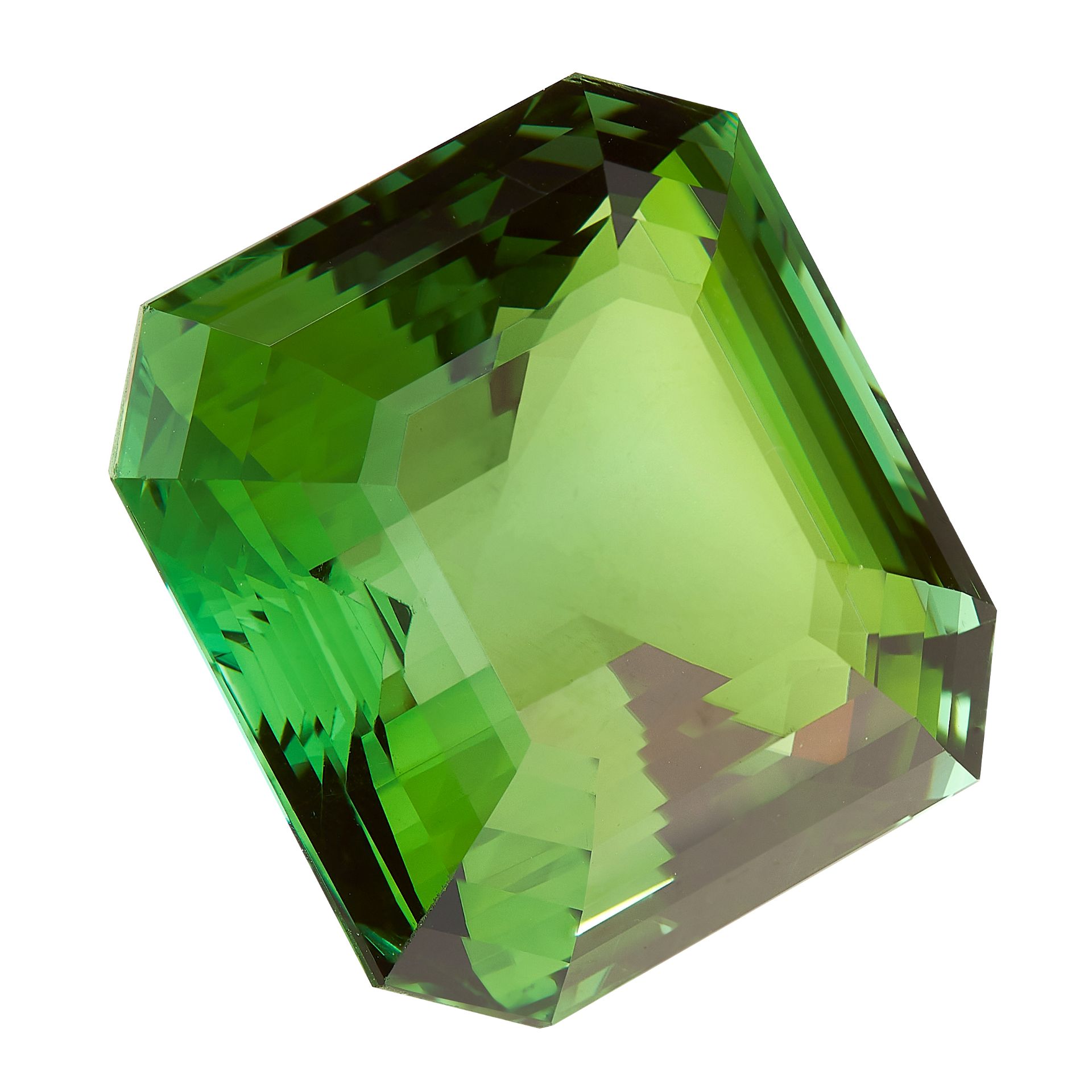 EXCEPTIONAL UNMOUNTED GREEN TOURMALINE of cut cornered step cut, weighing 73.90 carats, 24.4mm - Image 3 of 3