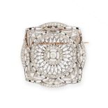 ANTIQUE DIAMOND BROOCH, CIRCA 1900 of cushion shaped design, the openwork border set throughout with