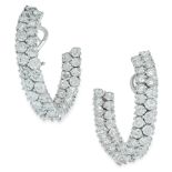 PAIR OF DIAMOND HOOP EARRINGS in 18ct white gold, each designed as an incomplete hoop, set all