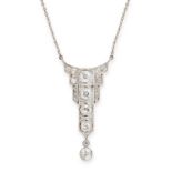 ART DECO DIAMOND PENDANT NECKLACE, EARLY 20TH CENTURY the body of tapered geometric design, set with
