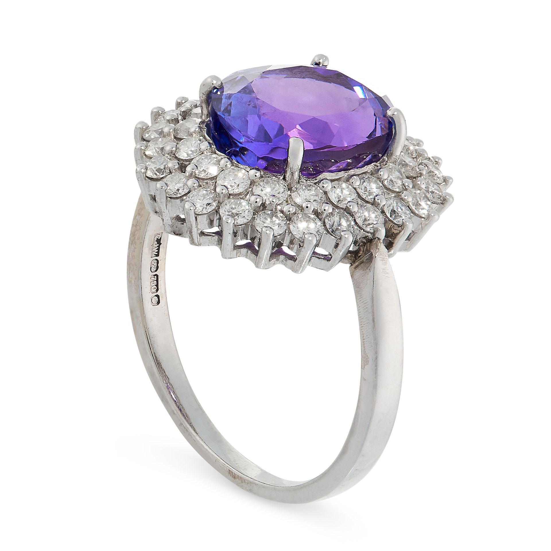 TANZANITE AND DIAMOND CLUSTER RING set with an oval cut tanzanite of 5.60 carats in a double border - Image 3 of 3