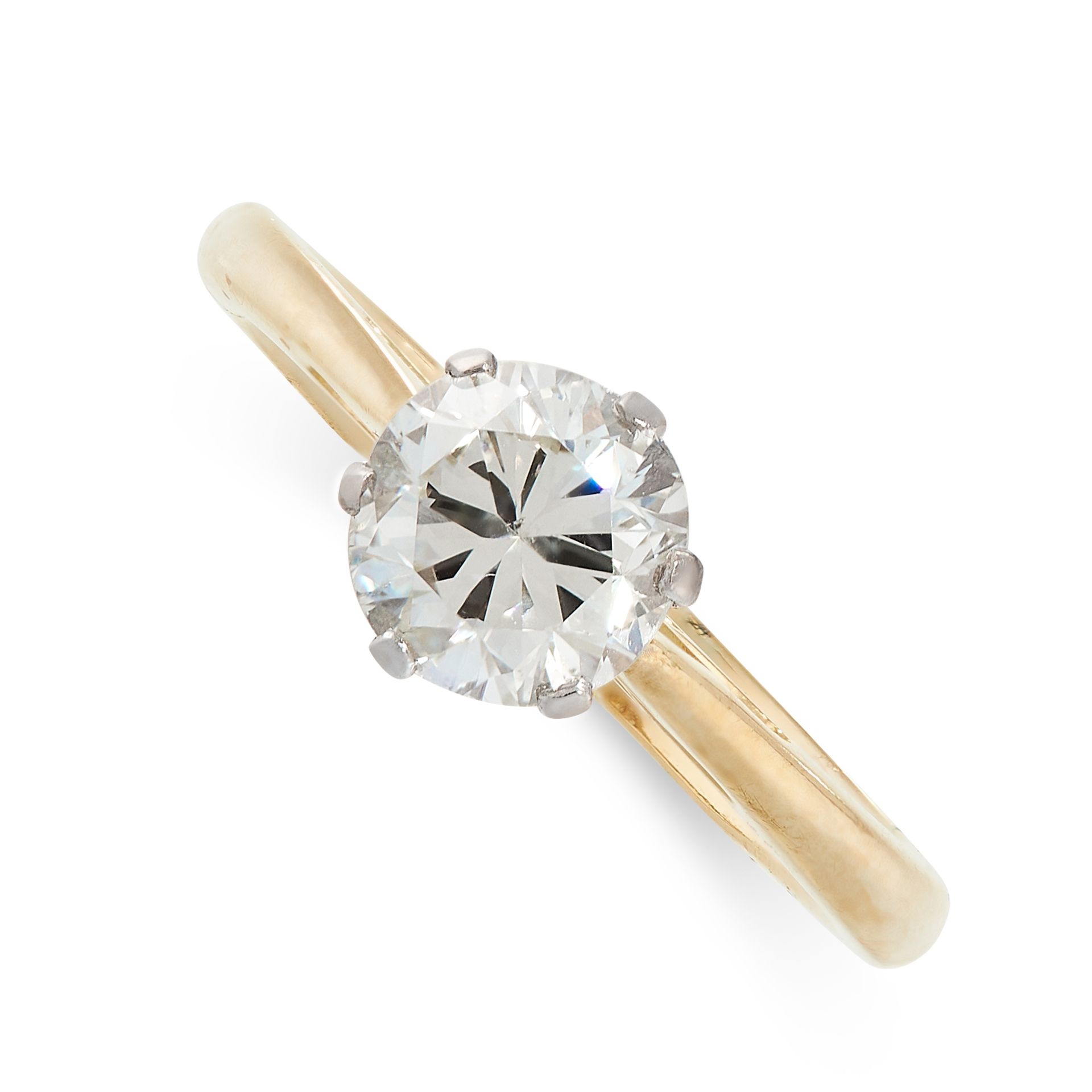 DIAMOND SOLITAIRE ENGAGEMENT RING in 18ct yellow gold, set with a round cut diamond of 1.17