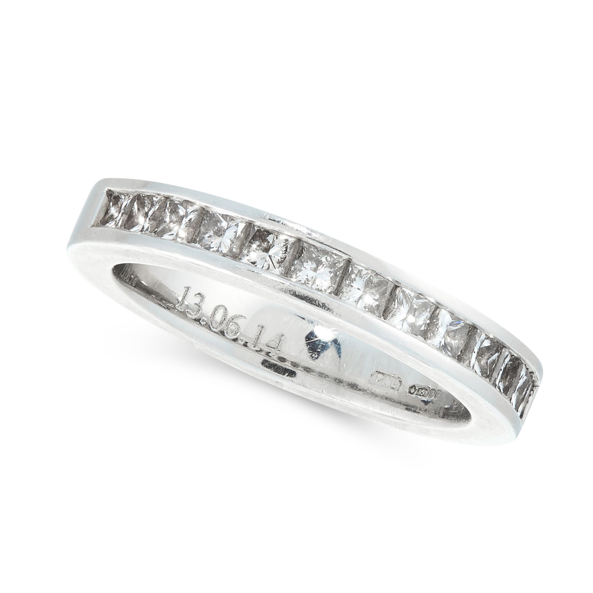 DIAMOND ETERNITY RING in platinum, the band designed as a half eternity, channel set with princess