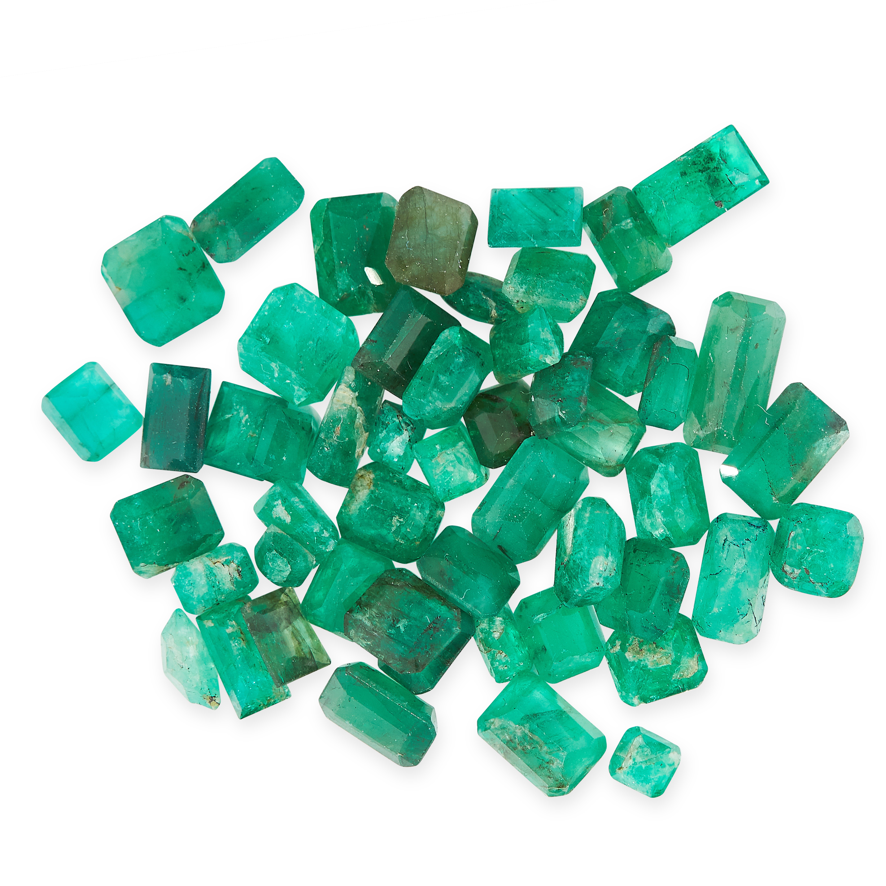 MIXED LOT OF UNMOUNTED EMERALDS of various cuts, totalling 24.00 carats.