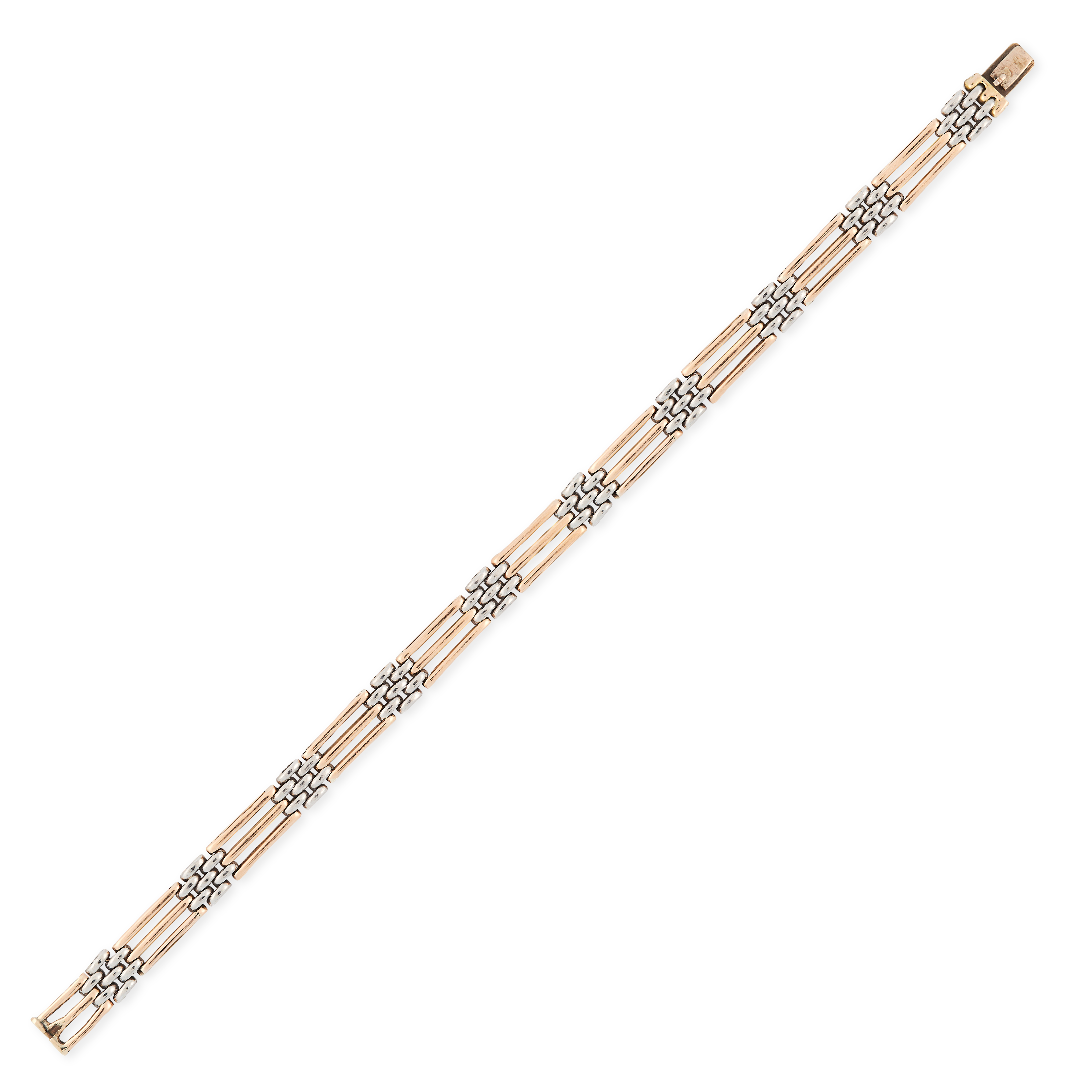 VINTAGE GATE LINK BRACELET in two tone design, comprising of alternating white and rose gate