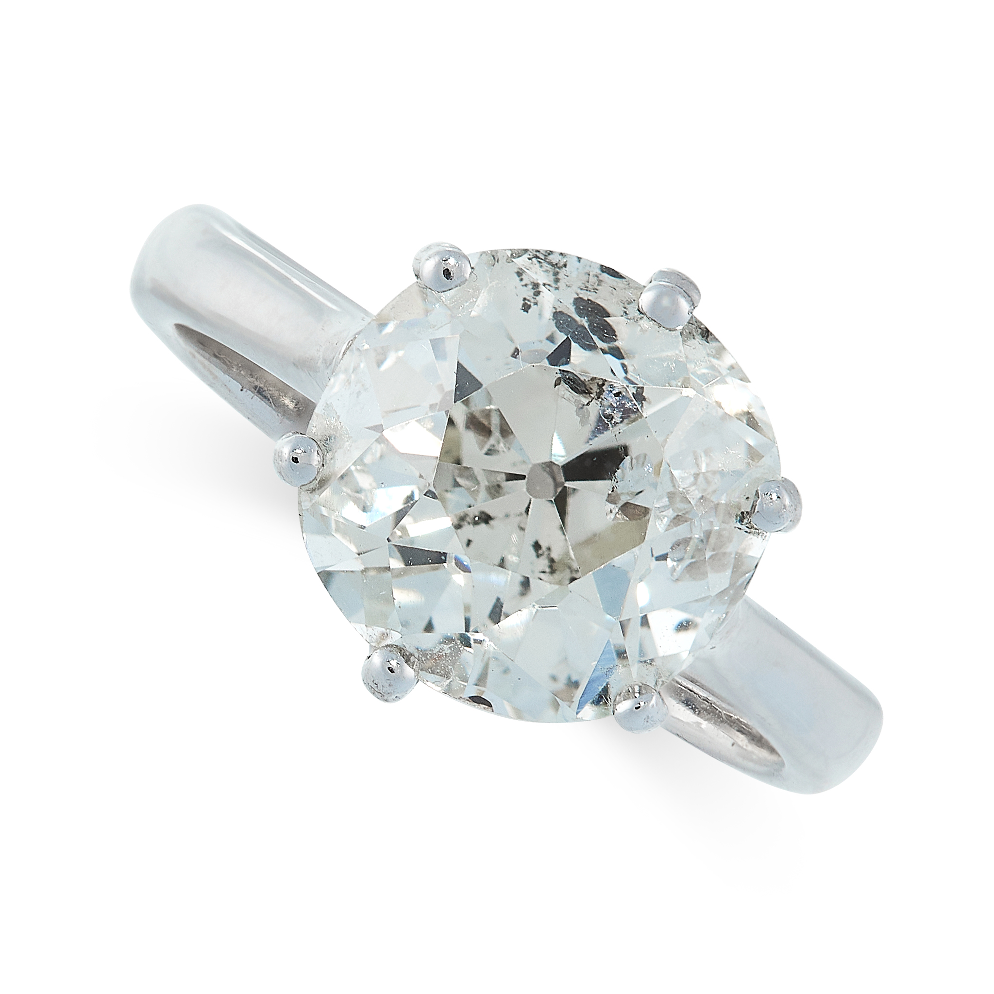 DIAMOND SOLITAIRE RING in 18ct white gold, comprising of an old cut diamond of 3.60 carats,