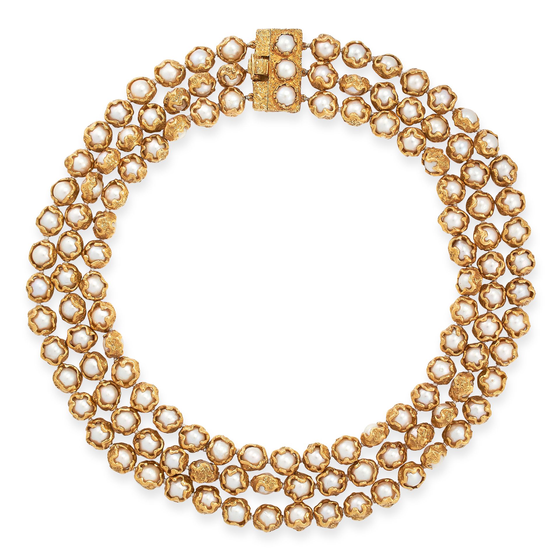 EXCEPTIONAL VINTAGE PEARL NECKLACE, CHARLES DE TEMPLE, CIRCA 1971 in 18ct yellow gold, comprising of