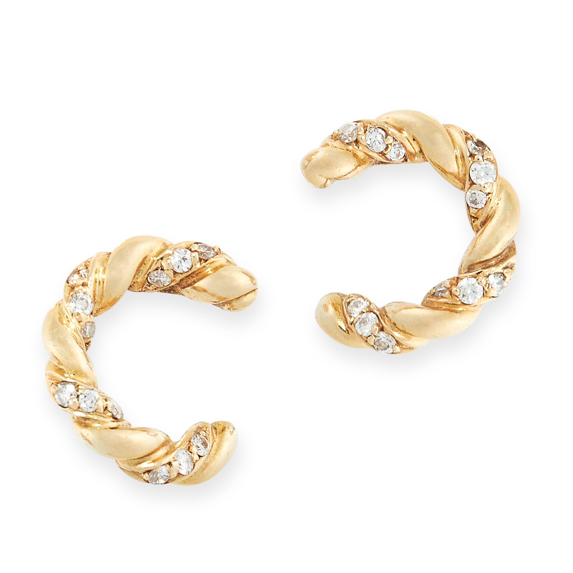 PAIR OF DIAMOND CLIP EARRINGS, CARTIER in 18ct yellow gold, in the form of a twisted rope set with