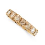 ANTIQUE GEORGIAN DIAMOND ETERNITY BAND RING in yellow gold, the band set all around with a single