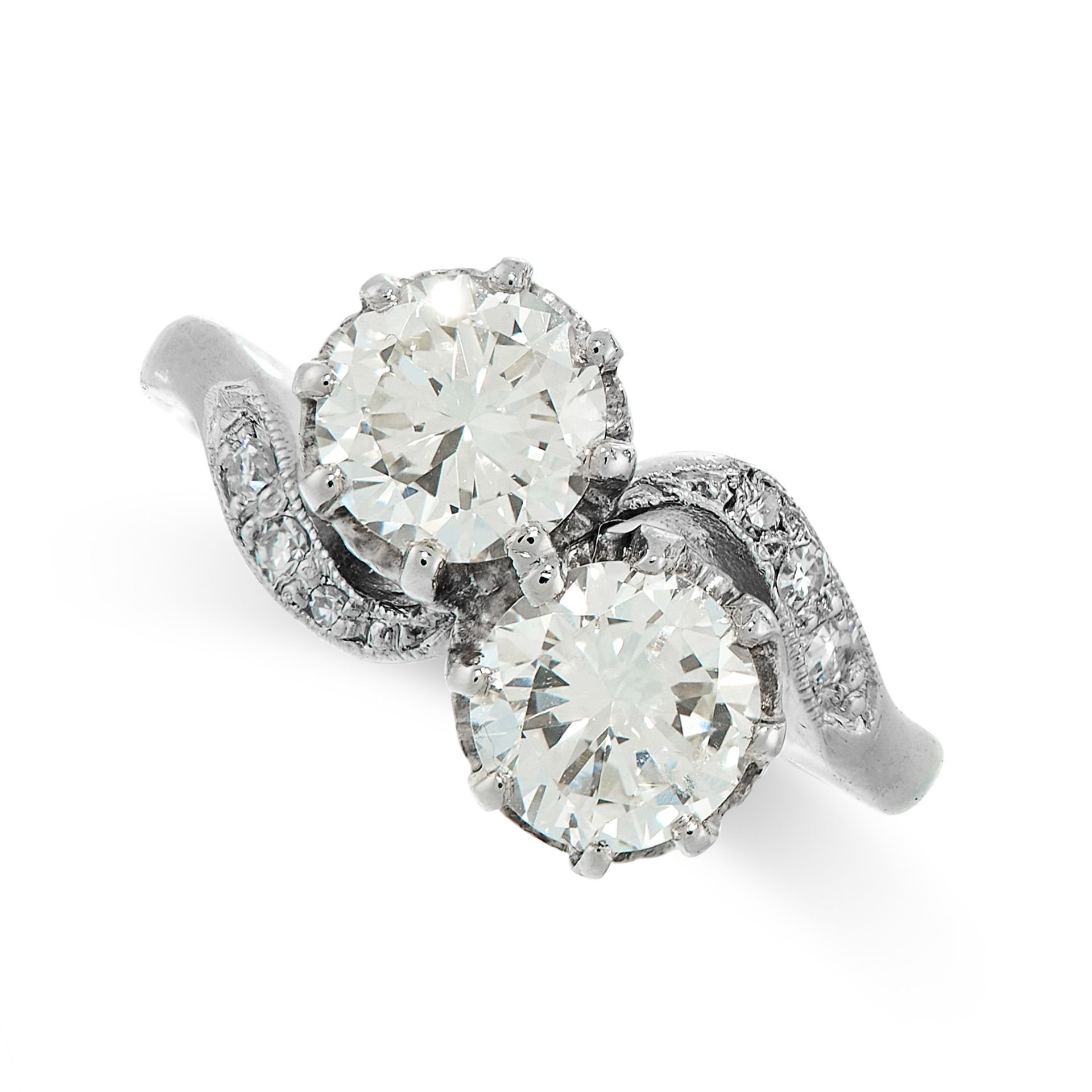 DIAMOND TOI ET MOI RING, BOODLES in platinum, set with two round cut diamonds of 0.70 and 0.68