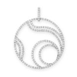 DIAMOND PENDANT in 18ct white gold, the openwork body with circular and swirling designs, jewelled