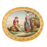 AN EXCEPTIONAL ANTIQUE MICROMOSAIC BROOCH, ITALIAN CIRCA 1860 in yellow gold, the oval shaped plaque