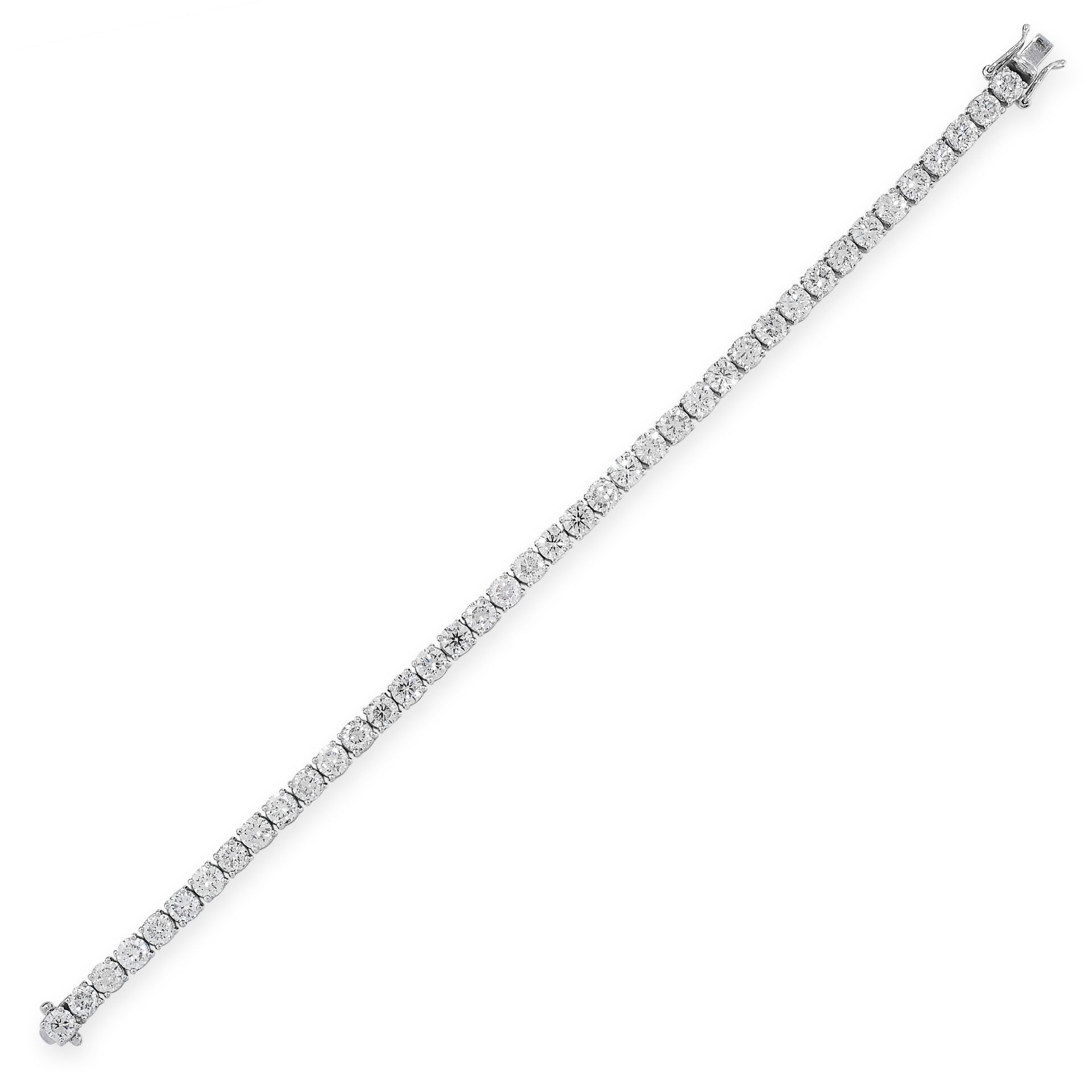 A 12.15 CARAT DIAMOND LINE BRACELET in 18ct white gold, comprising a single row of forty round cut