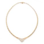 A DIAMOND HEART NECKLACE in 18ct yellow gold, the central heart shaped motif jewelled with round cut