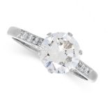 DIAMOND SOLITAIRE RING comprising of a round cut diamond of 1.76 carats with further round cut