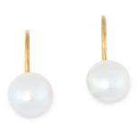 PAIR OF PEARL EARRINGS comprising of a french wire, suspending a pearl of 7.8mm, 2.0cm, 2.0g.
