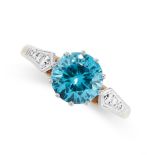 ZIRCON RING claw set with a brilliant cut zircon weighing approximately 2.10 carats, to a