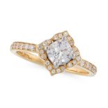 DIAMOND ENGAGEMENT RING in 18ct yellow gold, set with a cushion cut diamond of 0.59 carats in a