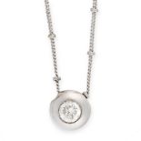 DIAMOND PENDANT AND CHAIN set with a round cut diamond of 0.44 carats in a chunky bezel, the chain
