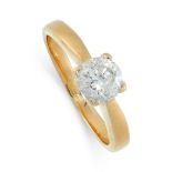DIAMOND SOLITAIRE RING in 18ct yellow gold, set with a round cut diamond of 0.85 carats, British