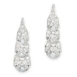 PAIR OF DIAMOND EARRINGS each of tapered articulated design, set with round cut diamonds,